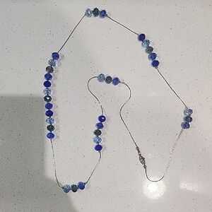 Antique Blue and Silver Beaded Necklace